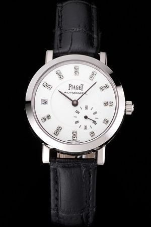 Swiss Piaget Altiplano 34mm White Dial Diamonds Marker Two Baton Pointer One Second Sub-dial Date Auto Women Watch