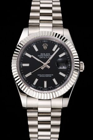 Swiss Rolex Datejust Fluted Bezel Luminous Hour Marker/Stick Hand Convex Lens Date Window Steel Bracelet Men Watch Ref.116234-72600