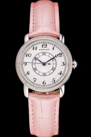 Low Cost Cartier  Sweet Girls Fake Jewelry Watch KDT100 Pink Strap