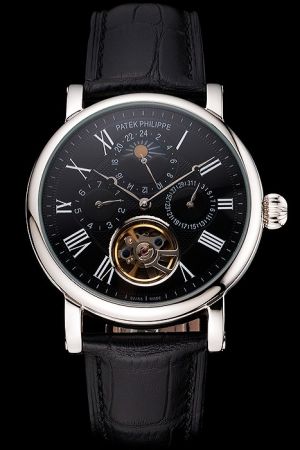 PP Grand Complications Tourbillon Moonphase Black Dial Roman Scale Perpetual Calender Watch