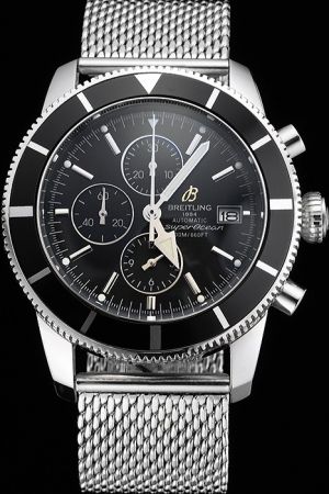 Copy Breitling Superocean Heritage Chronograph Black Ion-plated Bezel Mesh Bracelet Watch A1332024/B908