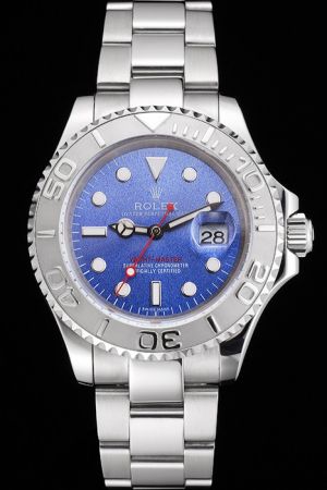  Rolex Yachtmaster Rotatable Bezel Blue Face Luminous Markers Mercedes Hands With Red Second Pointer Steel Bracelet Watch Ref.116622-78760