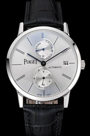 Piaget Altiplano Silver Emissive Dial Stick Hour Scale Two Pointers Two Sub-dials Automatic Men Date Watch