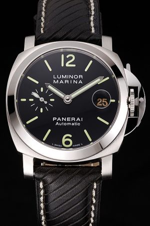 Panerai Luminor Marina PAM00104 Black Dial Male SS Automatic Date Watch Replica PN129