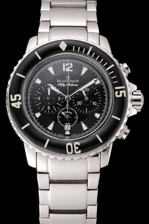 Blancpain Fifty Fathoms Chronograph Flyback 5085F-1130-71 Black Dial Stainless Steel Bracelet 45mm Watch BP006