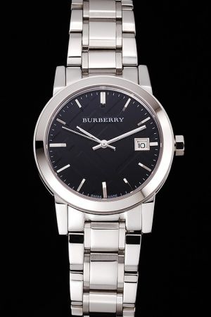 Burberry BU9001 Large Check Black Dial Stainless Steel Bracelet Vintage Luxury Women's Watch BU016