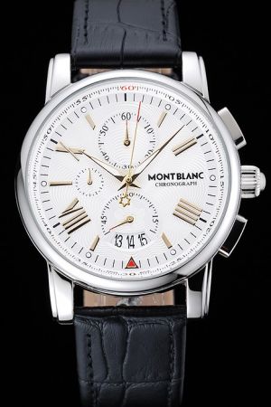 Montblanc 4810 114855 Chronograph Automatic Patterned Dial Black Leather Strap Men's Watch MO035