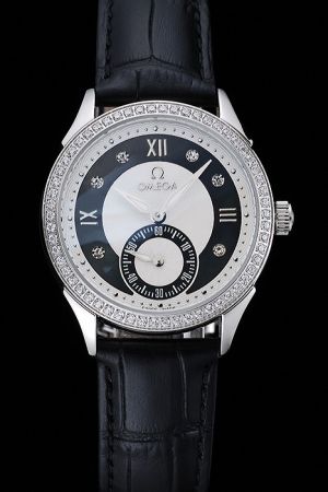 Omega De Ville Prestige Diamonds Bezel Two-tone Dial Second Sub-dial Diamond/Roman Marker Luminous Losange Hand Lady Watch
