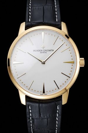 Swiss Vacheron Constantin Patrimony Grand Taille Yellow Gold Case&Scale White Dial Two Hands Men Watch 81180/000J-9118
