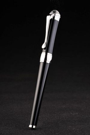 MontBlanc Silver Black Fake Ballpoint Pen Classic Noblesse Style Precious Resin Authentic PE077