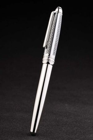MontBlanc Silver Ballpoint Pen Replica With Engraving Cap On Sale Limited Edition Brand New PE083