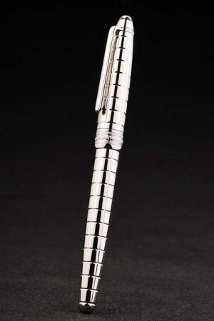 MontBlanc Silver Grid Grooved Ballpoint Pen Replica Fine Accessories Authentic Supplier in USA PE086