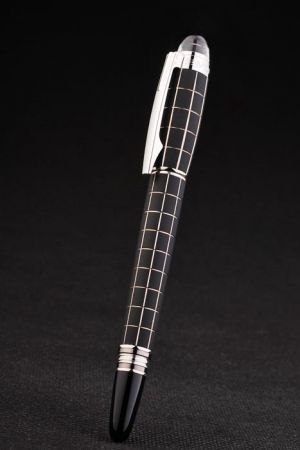 MontBlanc Classic Midnight Black Resin Ballpoint Pen With Silver Grid Match Fine Stationery Notebook PE093