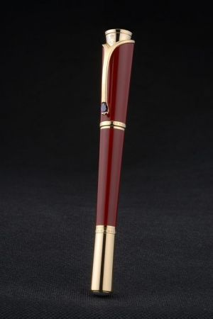 MontBlanc Corn Poppy Red And Gold Ballpoint Pen Replica With Black Rhinestone Classic Fashion PE096