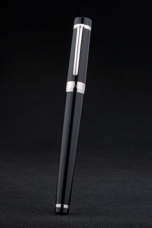 Rolex Black Lacquer Silver Rings Silver Clip Ball Pen Silver Tip Standard Gorgeous Bezel Dome PE025
