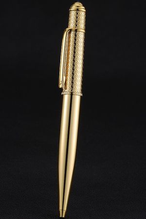 Cartier Gold Plated Ballpoint Pen With Engraving Cap Black Medium Point Durable And Easy Flow PE051