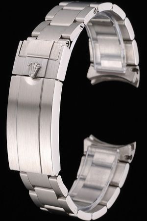 Replica Classic Rolex Silver Brushed Stainless Steel Bracelet With Fold Over Clasp