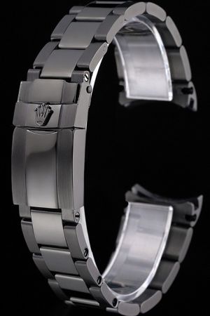Rolex Antique Ion-Plated Stainless Steel Black Bracelet with Fold Over Clasp Replica