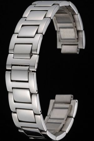 Cartier Business Brushed Stainless Steel Silver Watch Bracelet with Hide Clasp