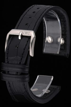 IWC Antique Black Crocodile Leather Bracelet with Stainless Steel Hook-buckle Clasp Replica