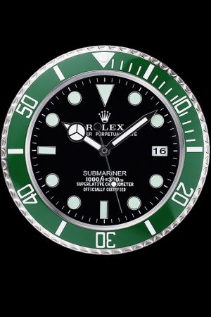 Rolex Round Shape Quartz Movement Submariner Wall Clock Copy RCX259 Green Border