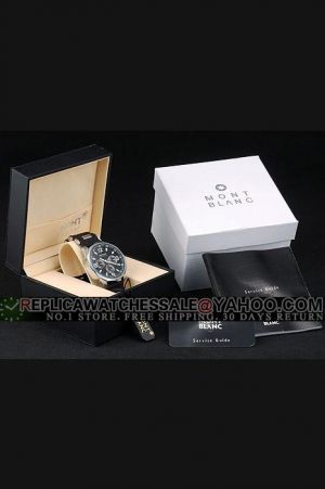 MontBlanc Top End Black Leather Imitation Watch Case Online Shop WB017