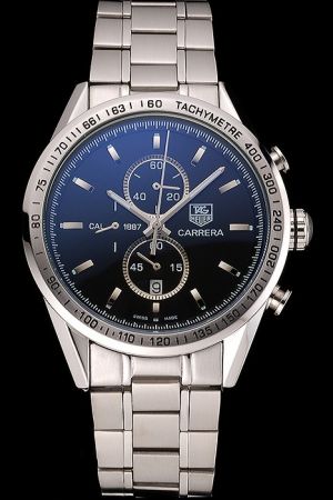 Rep Tag Heuer Carrera Black Dial Stick Scale Tachymetre Bezel Stainless Steel Watch CV2016.BA0786