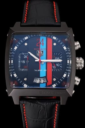 Rep Tag Heuer Monaco Multicolor Striped Dial Ion-plated Square Case Quartz Watch CAW2113.FC6250