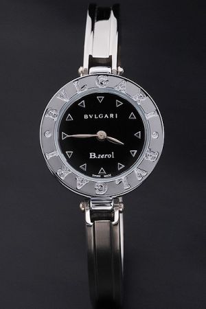 Bvlgari 2017 Spring Summer Collection Black Dial Triangle Markers Ion-plated Bezel And Bangle Watch BV096