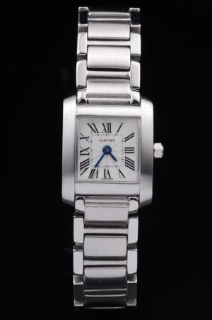 Cheap Cartier Tank Date Small Size Business Watch KDT247 White Gold Bezel& S/Steel Bracelet