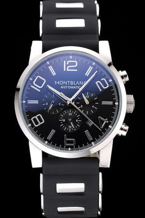 MontBlanc 2017 Fashion Timewalker Black Dial Sapphire Crystal Back Two Tone Bracelet Watch MO001