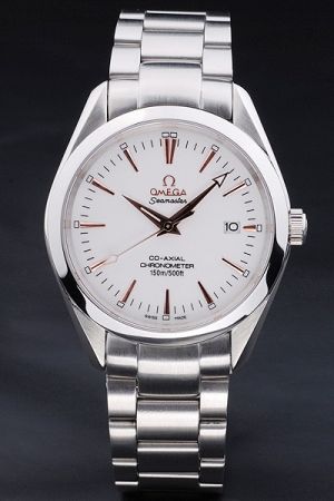 Men Omega Seamaster Co-axial Chronometer Rose Gold Marker Dauphine Pointer H-shaped Stainless Steel Bracelet Quartz Watch