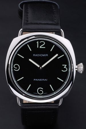 Panerai Radiomir Base Black Dial Stainless Steel Case Black Genuine Leather Strap Watch Sale PN053