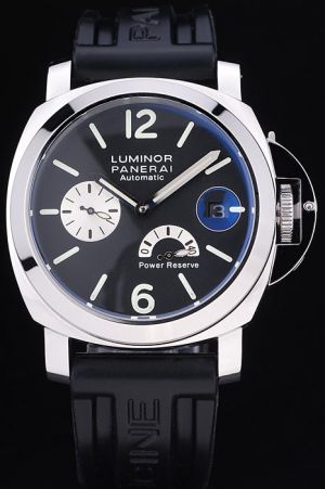 Panerai Luminor Power Reserve PAM00125 Black Dial Rubber Strap Stainless Steel Mens Watch PN020
