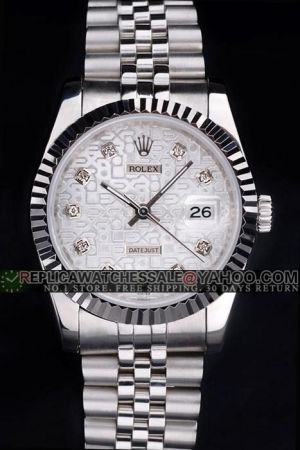 Rolex Datejust Fluted Bezel Logo Dial Diamonds Scale Luminous Stick Hand Steel Bracelet Automatic Watch Ref. 116234G