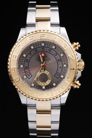 Gents Rolex Yachtmaster II Chronagraph Gold Ceramic Ring Command Bezel Grey Dial Regatta Countdown Function Oysterlock Bracelet Watch