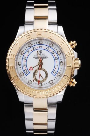  Rolex Yachtmaster II Stainless Steel Case Gold Ceramic Ring Command Bezel Regatta Countdown Function Date Men’s Watch