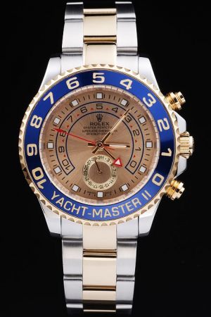 Rolex Yachtmaster II Rotatable Blue Ceramic Ring Command Bezel Gold Dial Regatta Countdown Function Two-tone Steel Bracelet Watch