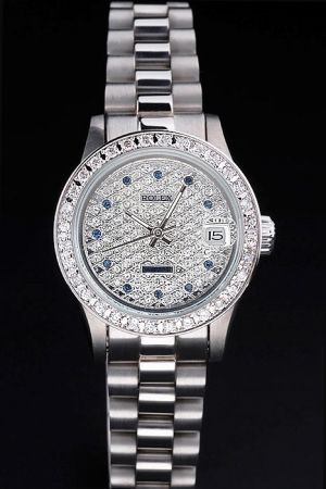 Rolex Datejust Pearlmaster Diamonds Bezel/Dial Luminous Stick Hand Blue Diamonds Scale Convex Lens Date Window 34mm Watch Ref.81299