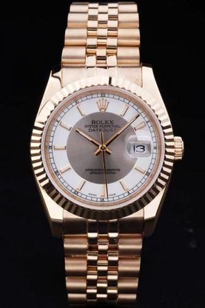 Rolex Datejust 18k Yellow Gold Fluted Bezel/Jubilee Wristband Two-tone Dial Convex Lens Date Window Business Style Rep Watch