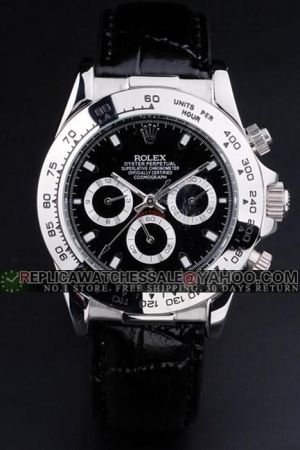 Men's Rolex Oyster Perpetual Daytona Chronograph Tachymeter Bezel Stick Scale Two-tone Sub-dials Black Strap  Watch