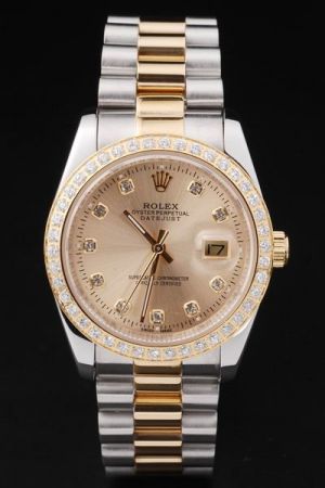 Office Lady Rolex Datejust Pearlmaster Diamonds Bezel/Marker Convex Lens Date Window Two-tone Bracelet 36mm Swiss SS Watch