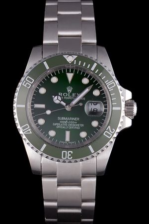 Men’s Rolex Submariner Green Cerachrom Bezel Green Dial Luminous Marker Mercedes Hand Oyster Glidelock Bracelet Swiss Watch