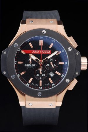 Hublot Luna Rosa Rose Gold Case Black Dial Chronograph Male Quality Watch Best Father's Gift HU076