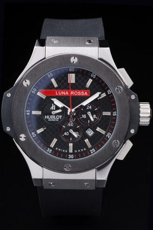 Hublot 301.CM.131.RX.LUN06 Limited Edition Luna Rosa Stainless Steel Case Black Quartz Watch HU074