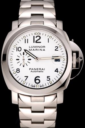 Panerai Luminor Marina Automatic PAM00051 White Dial Stainless Steel Bracelet Men's Watch PN061