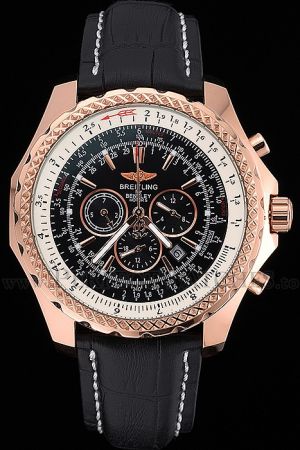 Simulation Breitling Bentley Motors Rose Gold Case Black Dial Luminous Pointer Watch