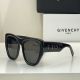  Givenchy Full Black Widened Frame Gray Square Lens Side Hollow Logo Design Trendy Women'S Sunglasses