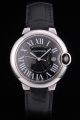 Swiss Quality Cartier   Black Leather Strap Casual 38mm Watch SKDT308 Date Ballon Bleu