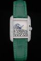 Cartier Tank Anglaise NO Date Diamonds Bezel Wedding Tiger Dial Watch KDT243 Green Wristband